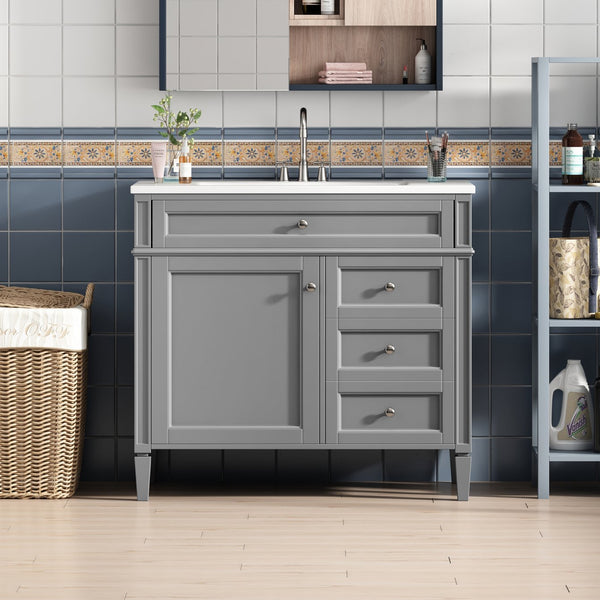 English Elm 36'' Modern Bathroom Vanity With Durable Sink, 2 Drawers & Tip-Out Tray For Stylish Storage Solutions N710S136004E
