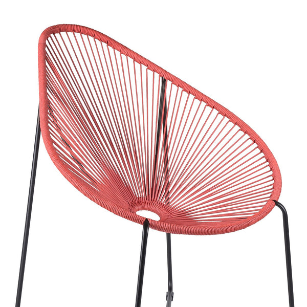 English Elm Lirren Steel Papasan Lounge Chair with Woven Rope Seat, Indoor/Outdoor Durable Design, No Assembly Required Red B2736P354304