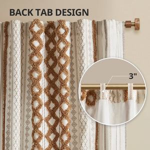 English Elm 1 Cotton Printed Window Panel Chenille Stripe Lined Bohemian Farmhouse Curtain B035P496604