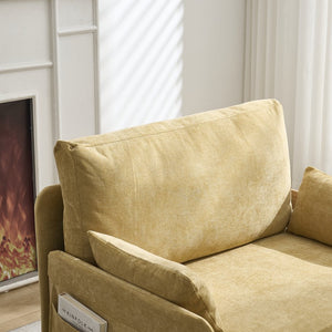 English Elm Foldable sofa bed recliner with three pillows, 3-in-1 convertible sleeper for small spaces, mid-century modern comfort Mustard yellow W395P290559