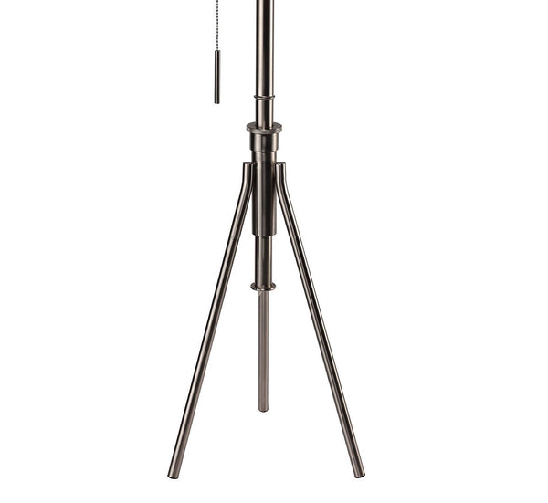 English Elm Vintage Tripod Floor Lamp with Stained Gold Metal Legs, Ivory Shade, Pull Switch, Adjustable Height Brushed Chrome 21 L x 21 W x 22 H B2741P317232