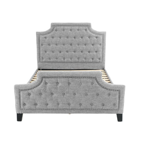 English Elm FULL Bed Gray Fabric Upholstered Full Bed with Wood Frame, 50" Headboard, 28" Footboard, Durable Construction B089S00135