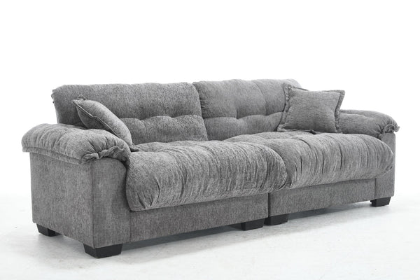 English Elm Casual 3-Seater Chenille Pleated Sofa In Gray - Modern Comfort, Stylish Design, And Long-Lasting Support W2100S00211