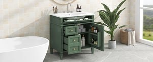 English Elm 30'' Modern Bathroom Vanity With Ceramic Sink, Ample Storage & Soft-Close Drawers For Elegance N710P206904F