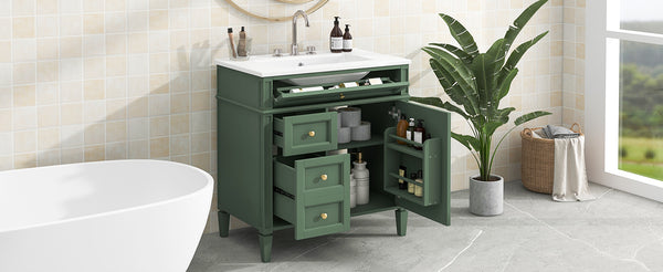 English Elm 30'' Modern Bathroom Vanity With Ceramic Sink, Ample Storage & Soft-Close Drawers For Elegance N710P206904F