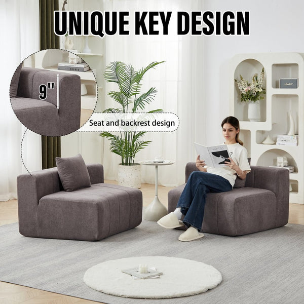 English Elm Chenille Modular Sectional Sofa Curved Piano Key Design Plush Living Room Lounge Seating Grey W834P389119