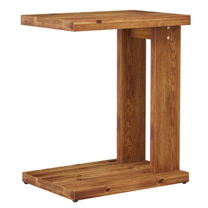 English Elm C-shaped Solid Wood Side Table Two Tier Sofa Arm Nightstand for Bedroom Living Room T3971P463418