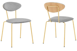 English Elm Savara Gray Velvet Dining Room Chairs Set Of 2 - Modern Gold Metal Legs For Stylish Comfort & Versatility B2736P354289-GIGA