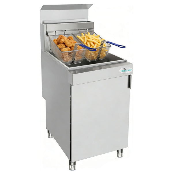 English Elm 150,000 Btu Natural Gas Commercial Fryer with Five Burners and Stainless Steel Tank W3629P365495