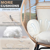 English Elm 2 Pieces Patio Pe Wicker Egg Chair Model 2 With Natural Color Rattan Beige Cushion