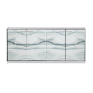 Crestview Collection 4-door Media Credenza: Modern Elegance With Stylish Storage, Wave Pattern Doors & Chrome Accents White  Cvfzr6170