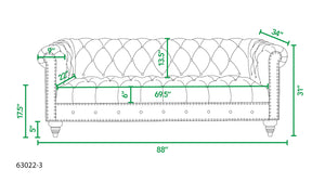 English Elm Jennifer Taylor Home - Alto 88" Tufted Chesterfield Sofa in Burnt Orange Performance Velvet — Handcrafted, Nailhead Trim, Durable Comfort B2719P280169