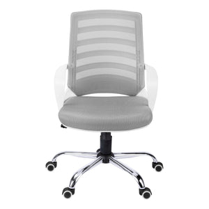 English Elm Office Mid-Back Chair with Breathable Mesh, Ergonomic Curved Support, Padded Wide Seat, Swivel and Height Adjust White 26 L x 13 W x 24 H B2710P219653