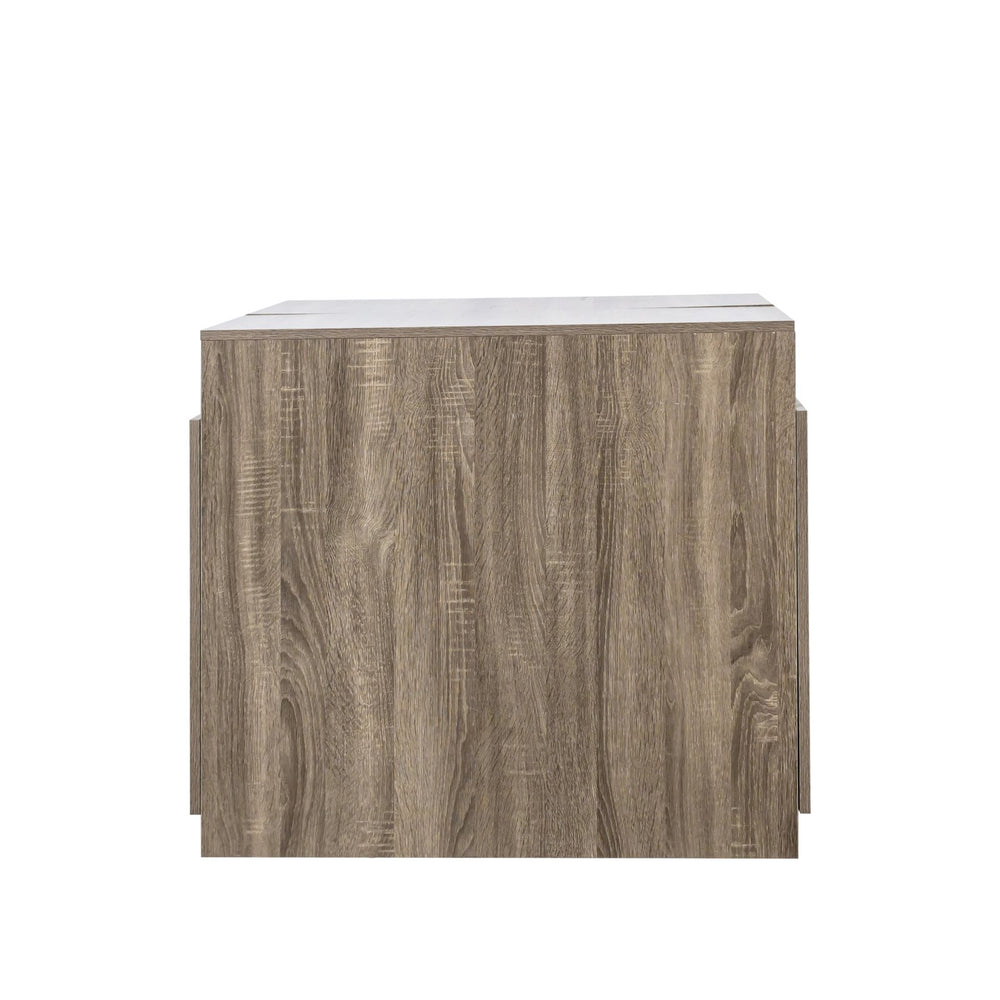 English Elm Modern Expandable Dining Table with Built-In Outlet, 5-Panel Extendable Space-Saving Design for Gatherings Brown W331S00192