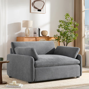 English Elm 50*43" Oversized Chenille Armchair Deep Lounge Seat Modern Minimalist Living Room Chair Gray N723S5042R