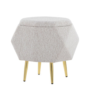 English Elm Ottoman Upholstered Storage Footrest with Metallic Legs for Living Room Bedroom Light Grey B202P471508