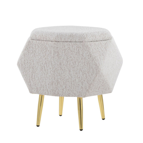English Elm Ottoman Upholstered Storage Footrest with Metallic Legs for Living Room Bedroom Light Grey B202P471508