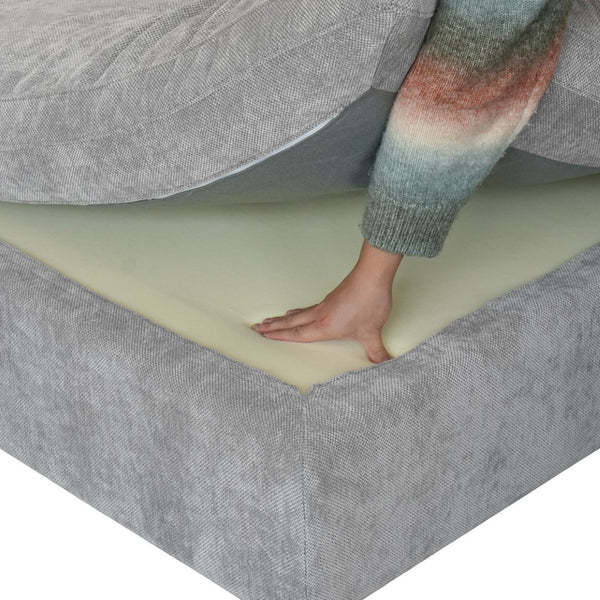 English Elm Sky Cloud Slope Sectional Sofa - Modern L-Shaped 4-Seater In Light Gray Linen For Versatile Comfort B341S00030-GIGA