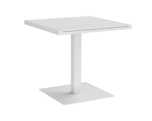 Sunpan Merano Bistro Table – Modern Aluminum Design with Sleek Lines, Weather-Resistant & Stylish Appeal White