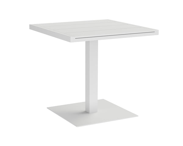 Sunpan Merano Bistro Table – Modern Aluminum Design with Sleek Lines, Weather-Resistant & Stylish Appeal White