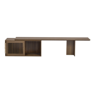 English Elm Mid-Century Extendable Walnut TV Stand with Hidden Litter Box, Cat Scratcher & 78–110" Top N843MP002W