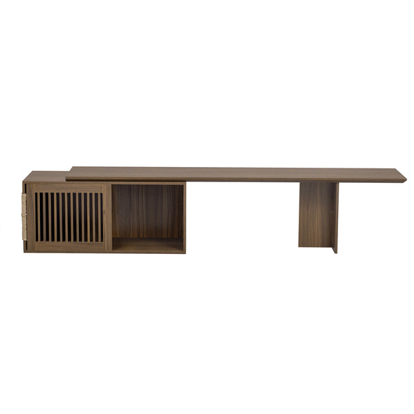 English Elm Mid-Century Extendable Walnut TV Stand with Hidden Litter Box, Cat Scratcher & 78–110" Top N843MP002W