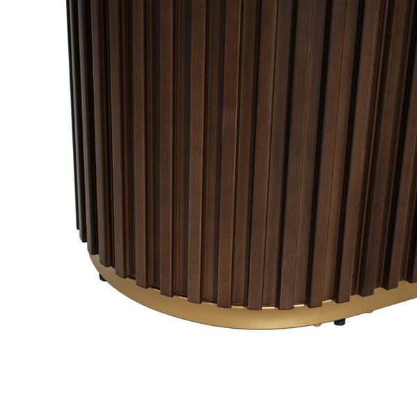 English Elm 63.00"l Tambour Pedestal Counter Table Seats Six with Industrial Mid-century Matte Finish Walnut N771P358596T_N771P358597T