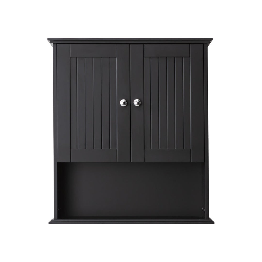 English Elm Upgraded Wall Mounted Bathroom Cabinet Mdf Over Toilet Storage with Soft Close Doors Black T3785P356590