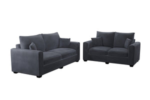 English Elm Contemporary Corduroy Sofa and Loveseat Set with Square Arms for Living Room B011S02222