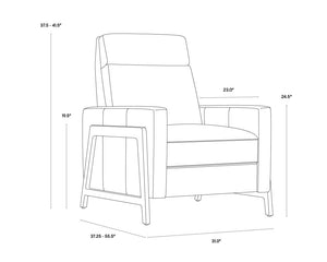 Sunpan Brandon Recliner - Luxurious Buffalo Leather Comfort with Stylish Wood Accents for Your Living Space Dark Brown, Shalimar Tobacco Leather