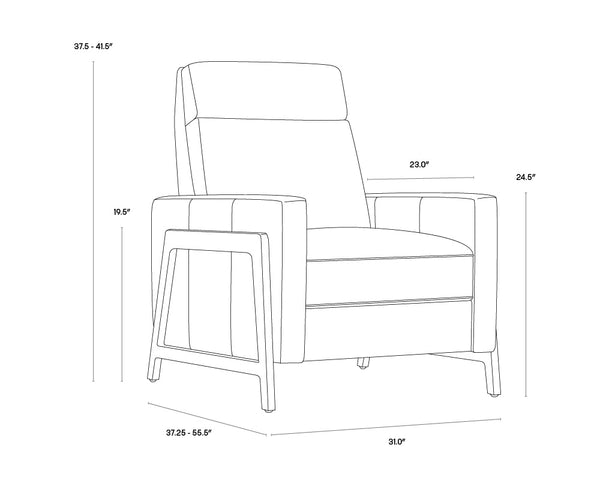 Sunpan Brandon Recliner - Luxurious Buffalo Leather Comfort with Stylish Wood Accents for Your Living Space Dark Brown, Shalimar Tobacco Leather