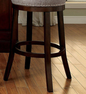 English Elm Bar Chairs Set Of 2 - Elegant Light Gray Upholstered Stools With Dark Oak Legs For Home Dining B2741P339262