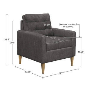 JLA Home 510 Design - Tufted modern accent chair with sleek track arms, solid wood frame, high-density foam comfort 5DS100-0038
