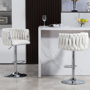 English Elm 360° Swivel Bar Stools Set of 2 with High-Rebound Cushions, Adjustable Counter Height, Sleek Chrome Frame for Kitchen Island and Cafe Seating Beige W2215P184992
