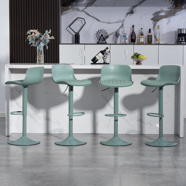 English Elm Bar Stools Set of 2 Adjustable Swivel Pu Leather Kitchen Island Seating with Back Mint Green W676P358684