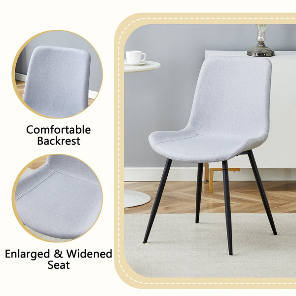 English Elm Scalable Extendable Dining Set Four Chairs Linen Upholstered Walnut Base Modern W1151S04684