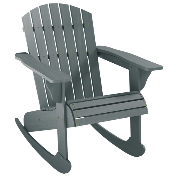 English Elm Outsunny Poplar Wood Adirondack Rocker Outdoor Slatted Fanned Back Patio Rocking Chair W2225P175518