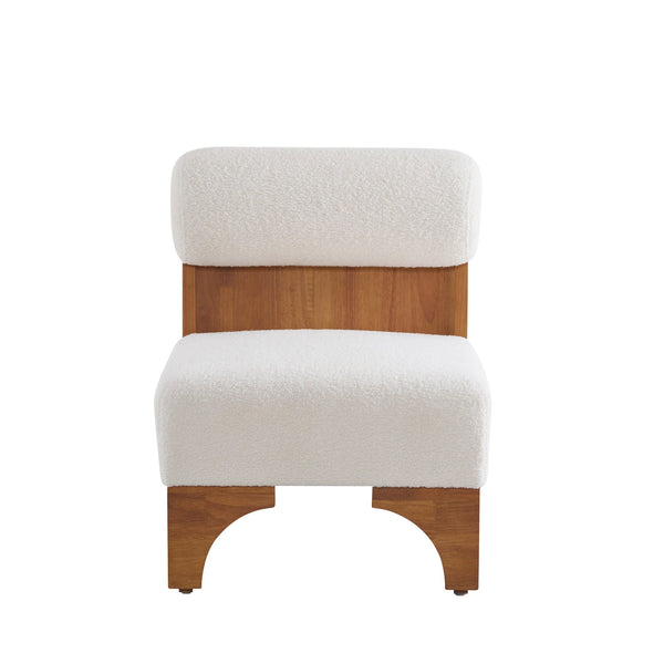 English Elm Christopher Knight Home® - Modern Boucle Lounge Chair with Rolled Backrest and Solid Wood Frame for Cozy, Durable Comfort and Style Beige+Natural N767P256409B
