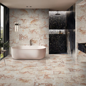 English Elm 12*24 Diamond Pink polished natural marble tile for walls & floors, rare pink stone, 4 pcs box, luxe finish W1696P314479