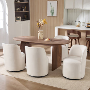 English Elm Set Swivel Barrel Accent Chair Armless Linen Upholstered Compact Seat for Dining Vanity Bedroom Beige W3244P454053