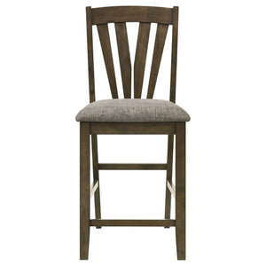 English Elm Maxine Brown Square Counter Dining Set with Mindi Veneer Table and Upholstered Chairs B062S01452
