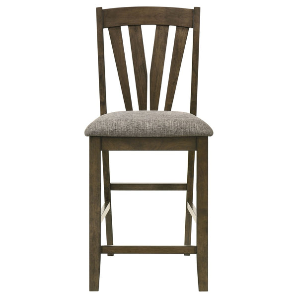English Elm Maxine Brown Square Counter Dining Set with Mindi Veneer Table and Upholstered Chairs B062S01452