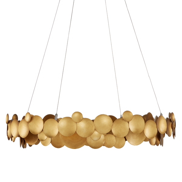 Lavengro Stunning Gold Leaf Chandelier - Modern Wrought Iron Design with LED & Adjustable Height