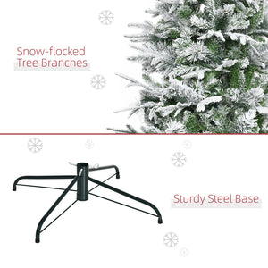 English Elm Homcom 9' Snow Flocked Artificial Christmas Tree - Realistic Branches, Quick Setup, Safe & Stunning! W2225P229088