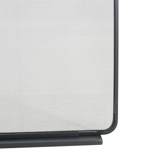 English Elm Tahlia Single Panel Iron Fireplace Screen Fine Mesh Spark Guard Modern Hearth Decor Black N775P386922B