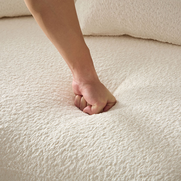 English Elm 102.36 Mid Century Curved Sectional Sofa — Plush Bouclé Upholstery, 4-Seat Compact Living Room Comfort White W2582S00151