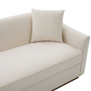 English Elm Modern Chenille Three Seater Sofa with Rubberwood Base and Wrap Around Arms for Living Room Beige N763S000110A