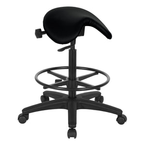 OSP Home Furnishings Backless Saddle Stool Ergonomic Pneumatic Height Adjustable Office Studio Task Seating Dillon Black ST205-R107