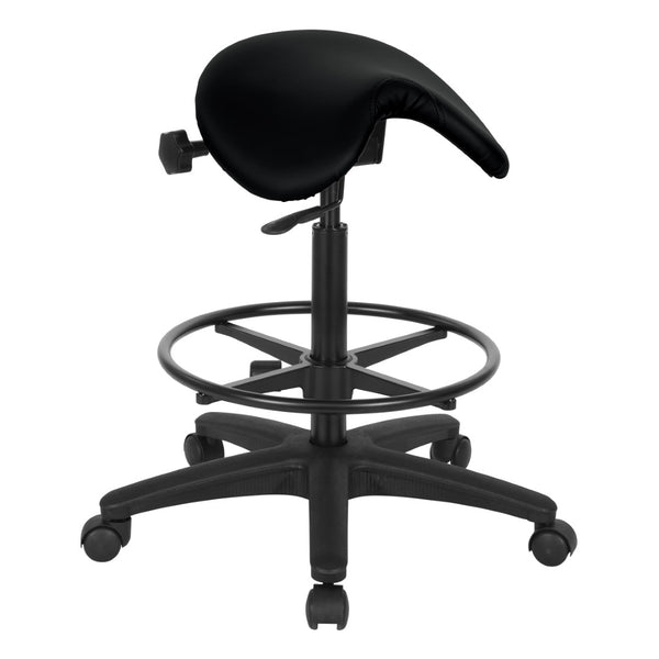 OSP Home Furnishings Backless Saddle Stool Ergonomic Pneumatic Height Adjustable Office Studio Task Seating Dillon Black ST205-R107