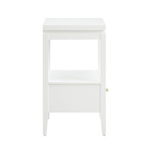 English Elm Olana Floating Top 1-Drawer Nightstand in White — Modern Solid Wood Nightstand with Hidden Tray, Gold Pull, Shelf B050P376963